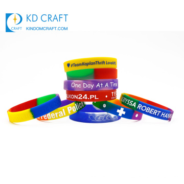 Pulsera de goma de color multifuncional de encargo barata a granel al por mayor que imprime la pulsera del silicón del arco iris